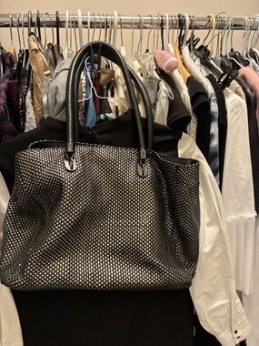 Cole Haan Black and Silver Woven Tote 👵MT
